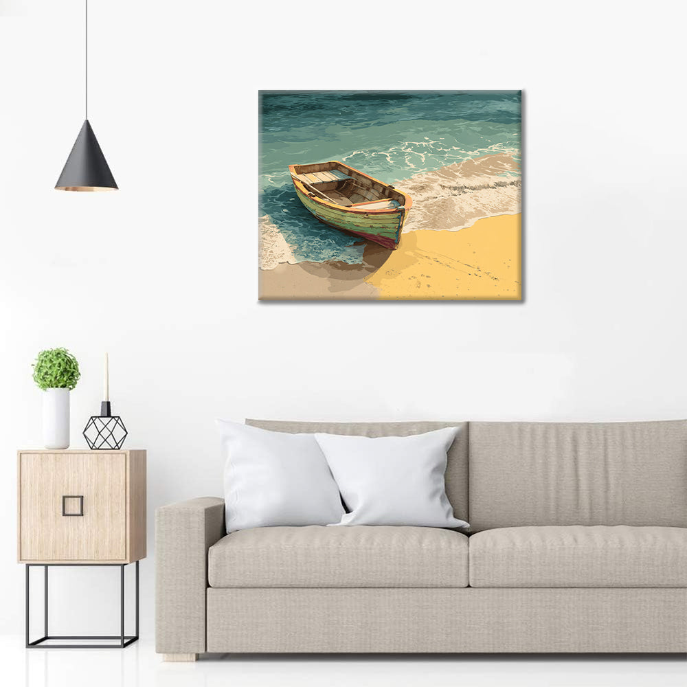 木製ボート – 数字で塗り絵