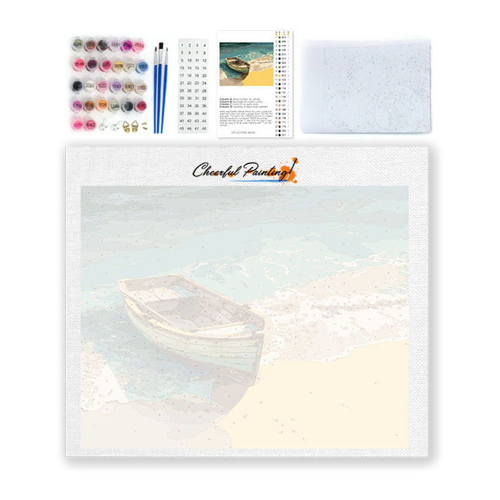 木製ボート – 数字で塗り絵