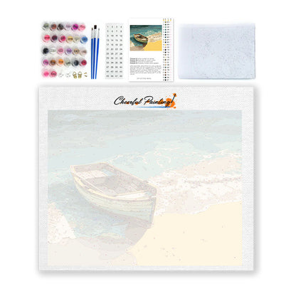 木製ボート – 数字で塗り絵