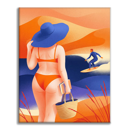 ビーチでの至福の一日 - 数字で塗り絵