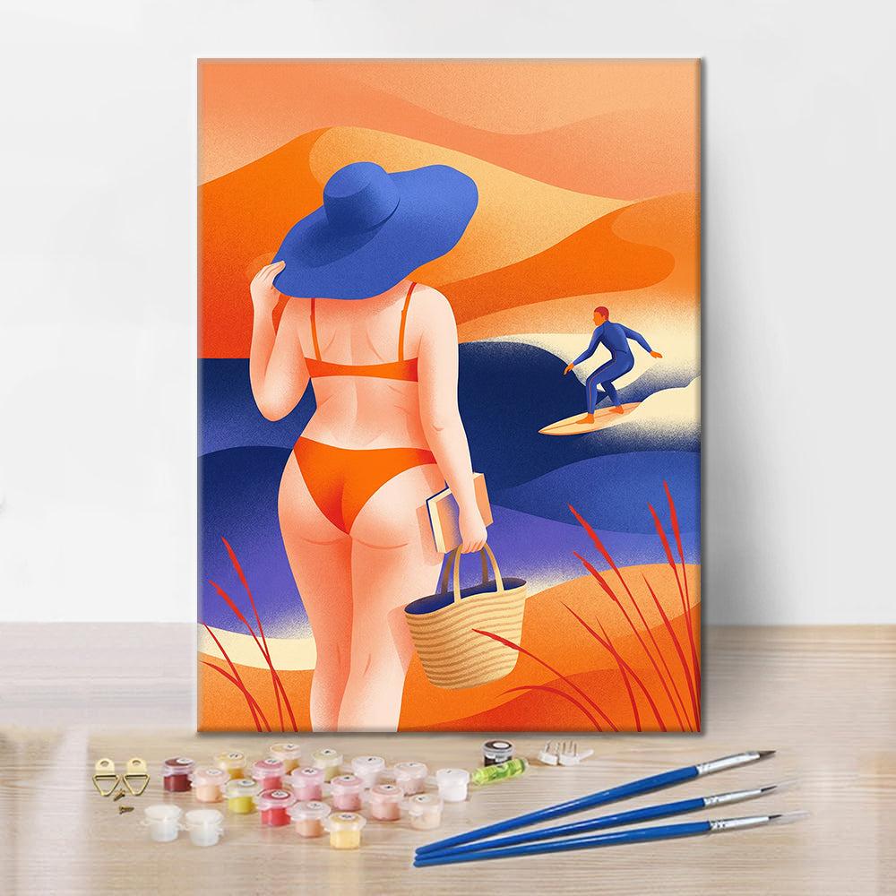 ビーチでの至福の一日 - 数字で塗り絵