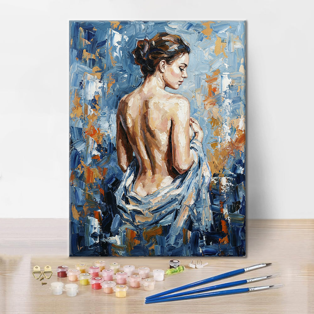 青いシルエット - 数字で塗り絵