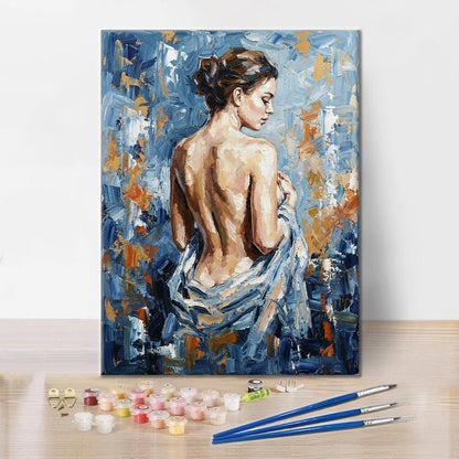 青いシルエット - 数字で塗り絵