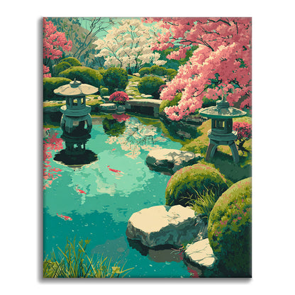 桜の庭 - 数字で塗り絵