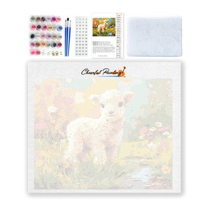 花と子羊 - 数字で塗り絵