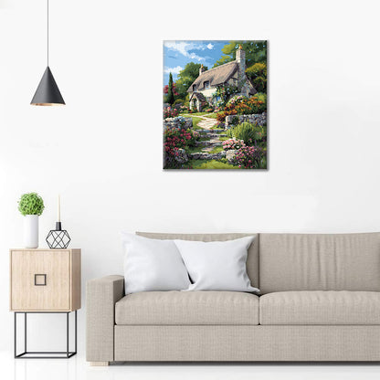 茅葺き屋根の家 - 数字で塗り絵