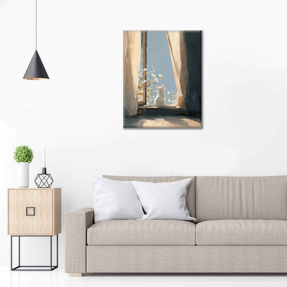 窓辺の子猫 - 数字で塗り絵