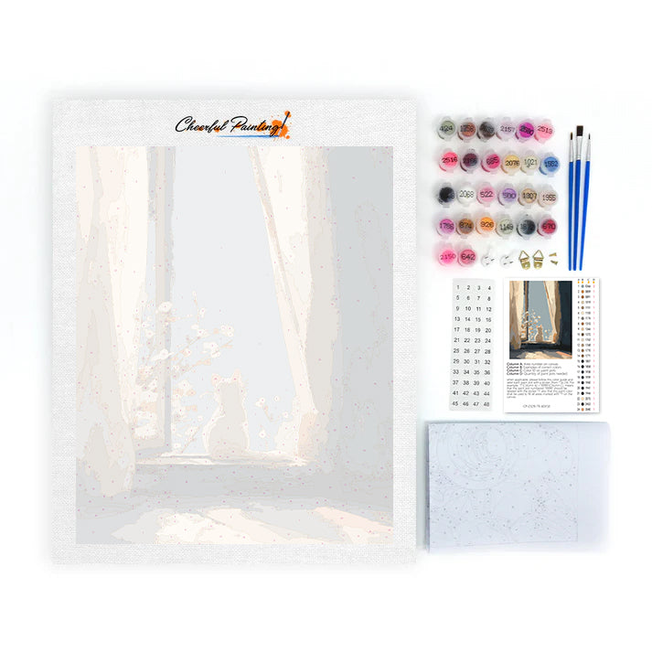 窓辺の子猫 - 数字で塗り絵