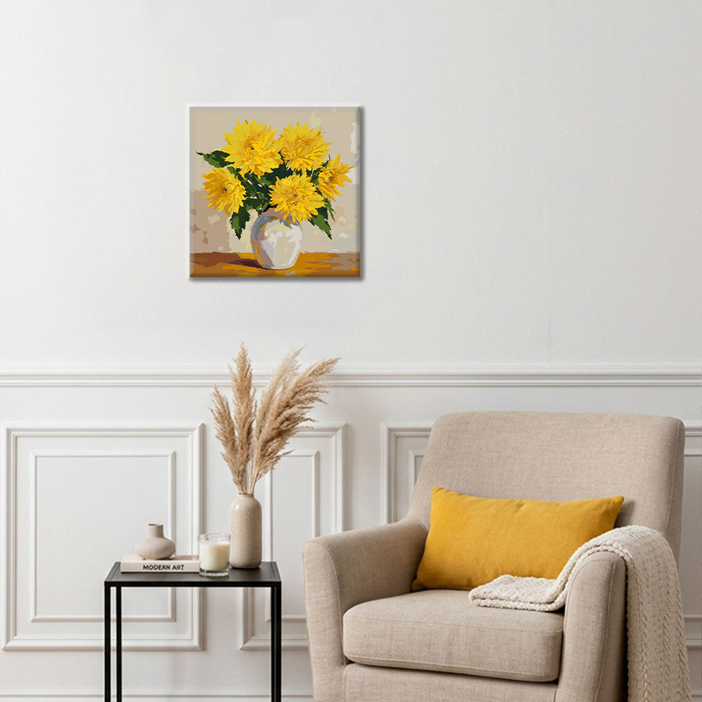 ゴールデンデイジーの花束 - ミニ数字で塗り絵