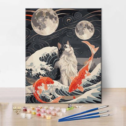 猫と潮 - 数字で塗り絵