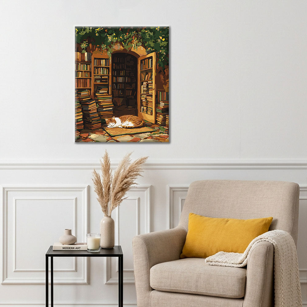 図書館の猫 - 数字で塗り絵