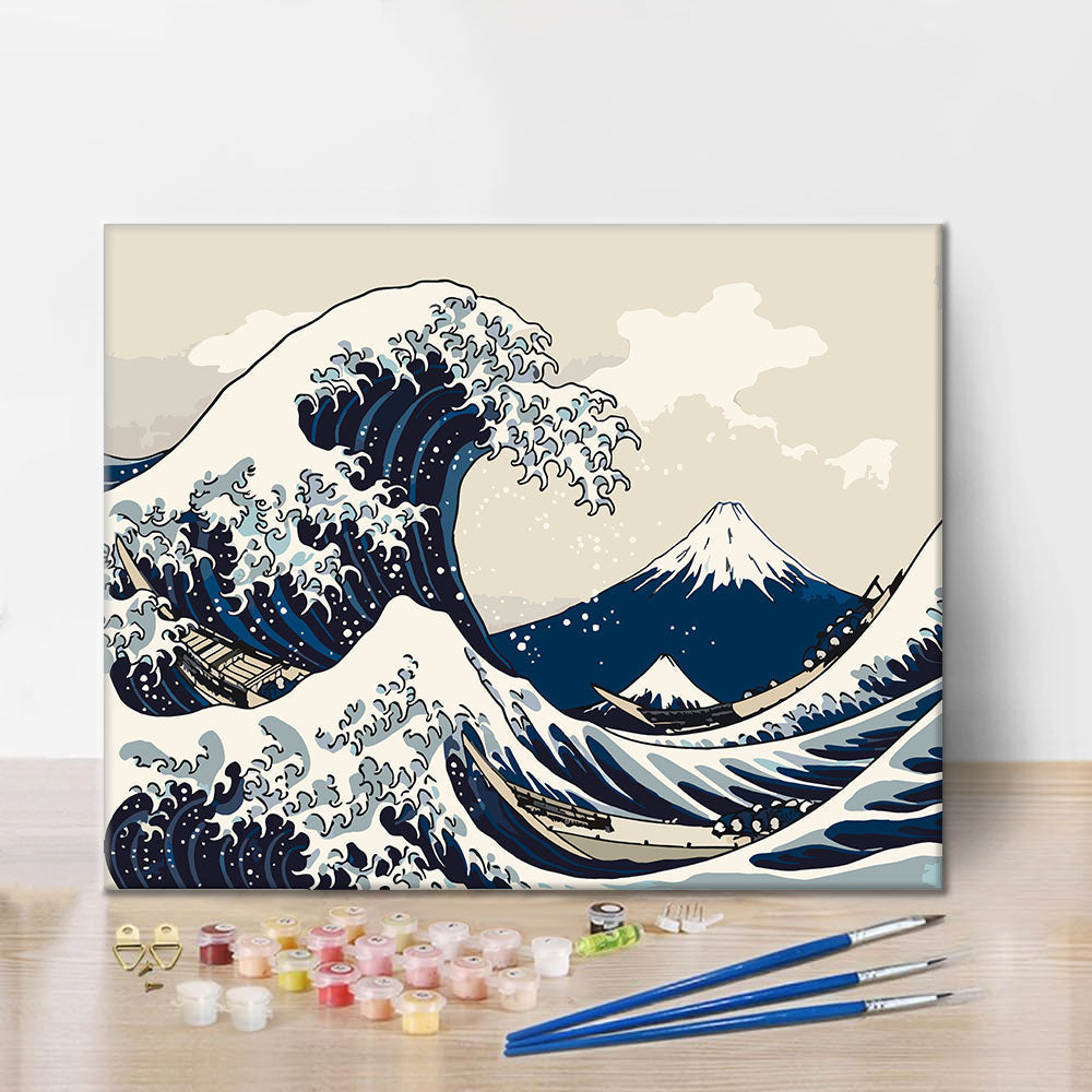 波とボート - 数字で塗り絵