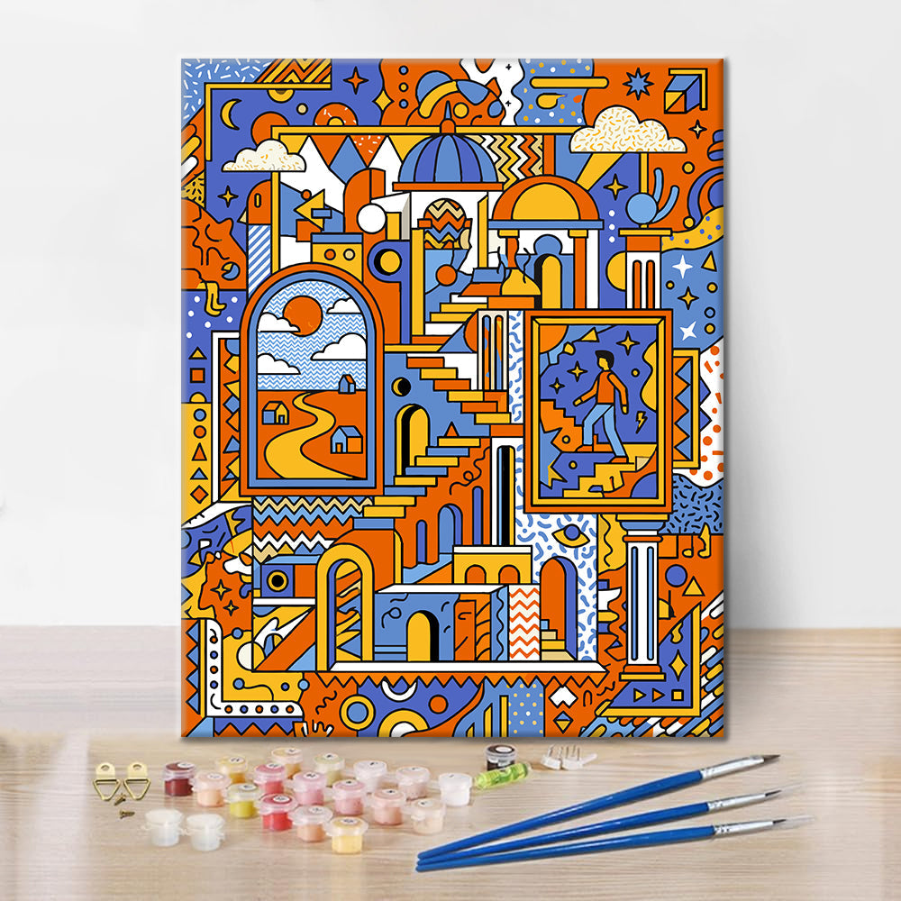 幾何学模様の夢の風景 - 数字で塗り絵 – Cheerful painting®（JP）