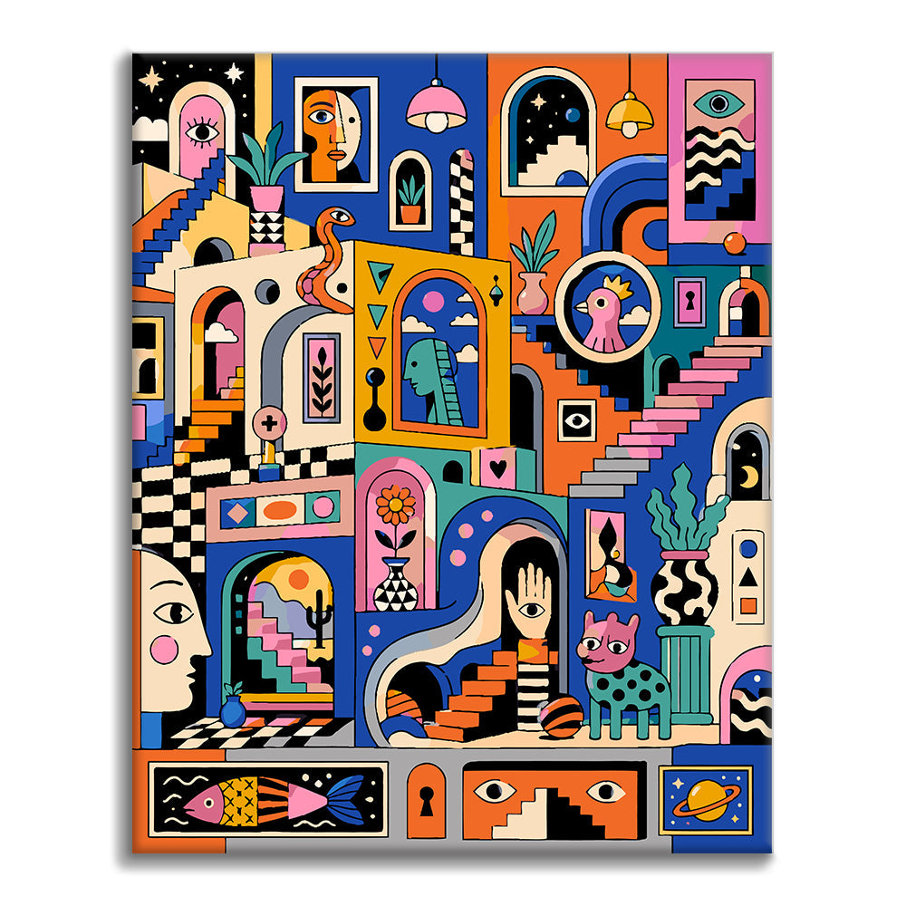 シュールレアリスムの夢の風景 - 数字で塗り絵