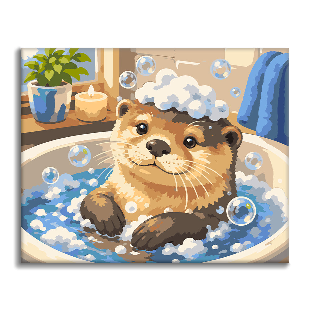 水浴びするカワウソ – 数字で塗り絵