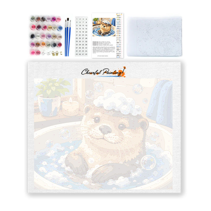 水浴びするカワウソ – 数字で塗り絵