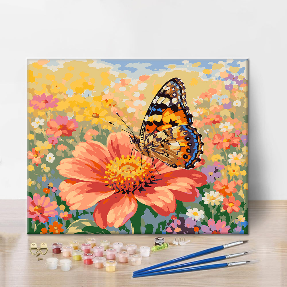 花にとまる蝶 – 数字で塗り絵 – Cheerful painting®（JP）