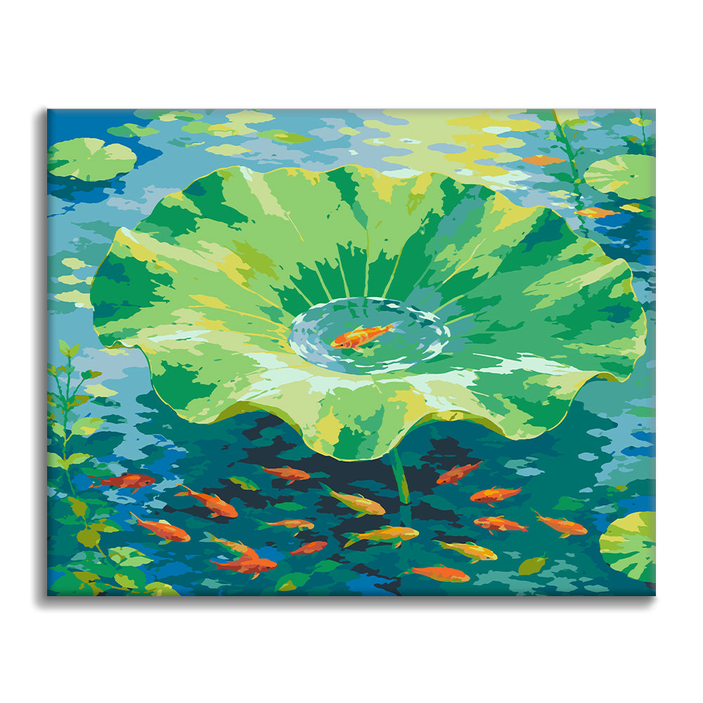 蓮の葉の魚 – 数字で塗り絵