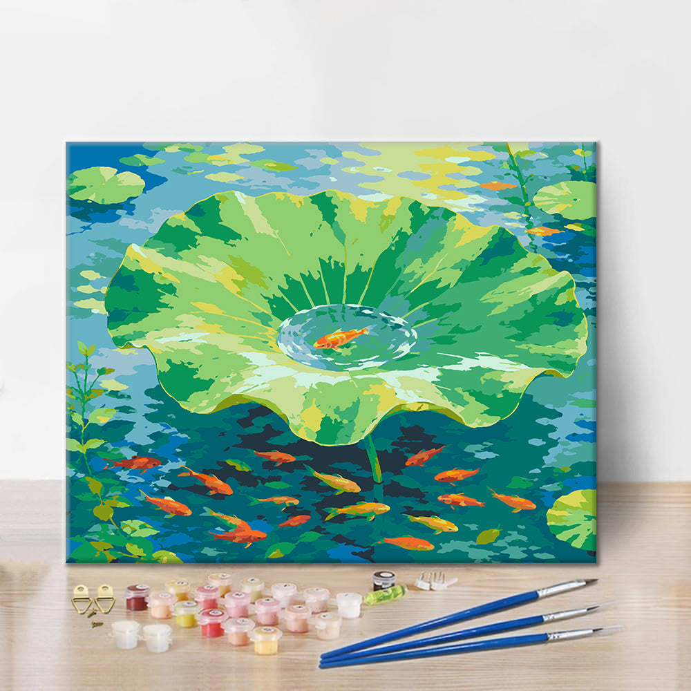 蓮の葉の魚 – 数字で塗り絵