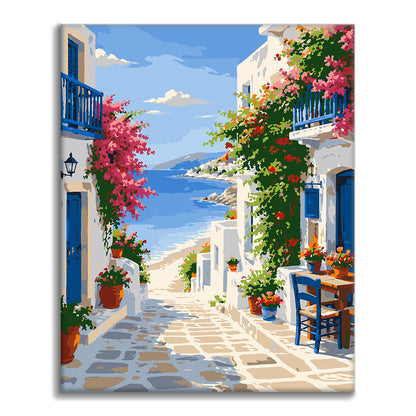 ギリシャの島の通り – 数字で塗り絵