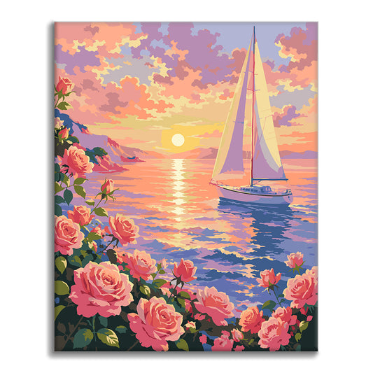 夕日の花畑 – 数字で塗り絵