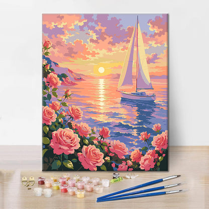 夕日の花畑 – 数字で塗り絵