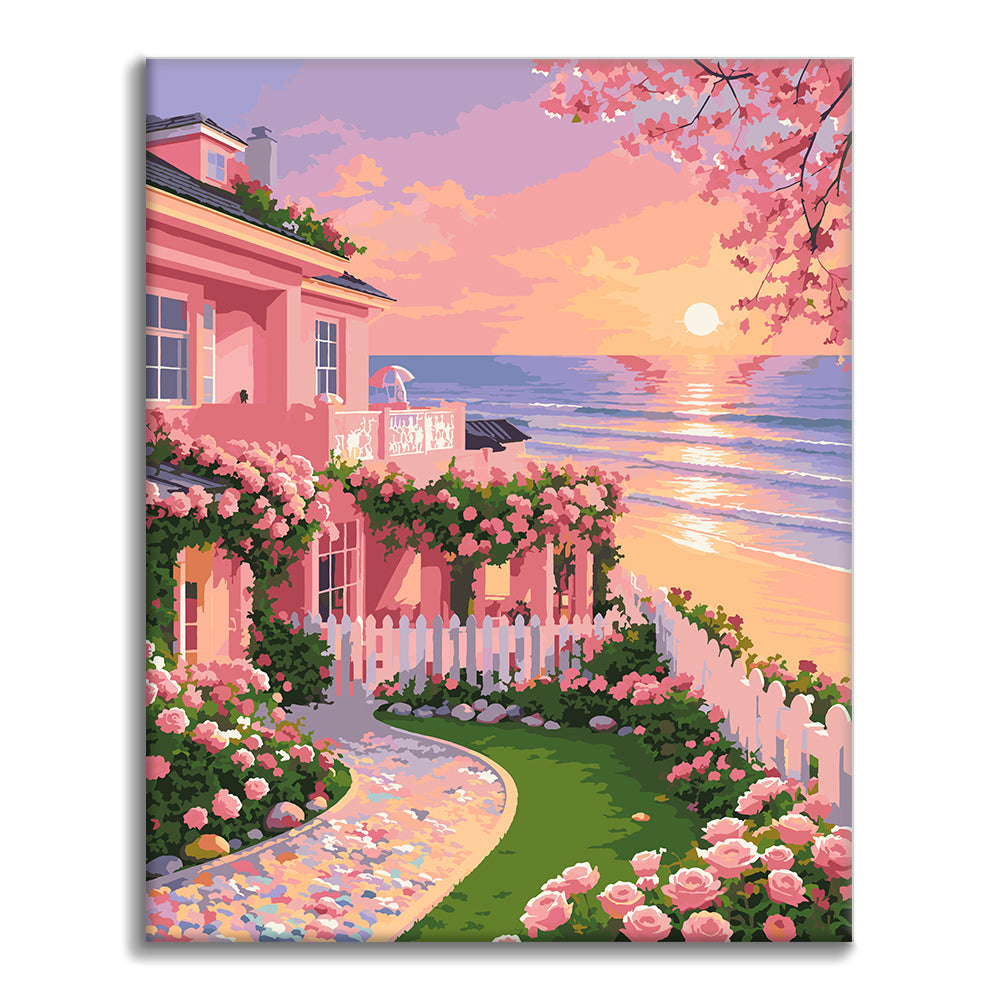 夕暮れのガーデンコテージ – 数字で塗り絵