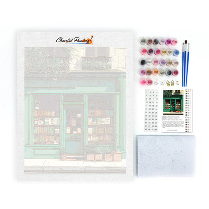 ヴィンテージグリーンの本屋 – 数字で塗り絵