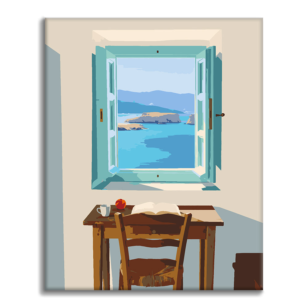 海の景色を描いた絵画 - 数字で塗り絵