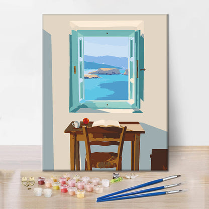 海の景色を描いた絵画 - 数字で塗り絵