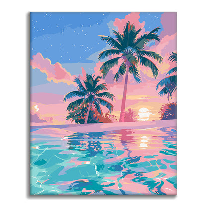 夕日の反射 - 数字で塗り絵
