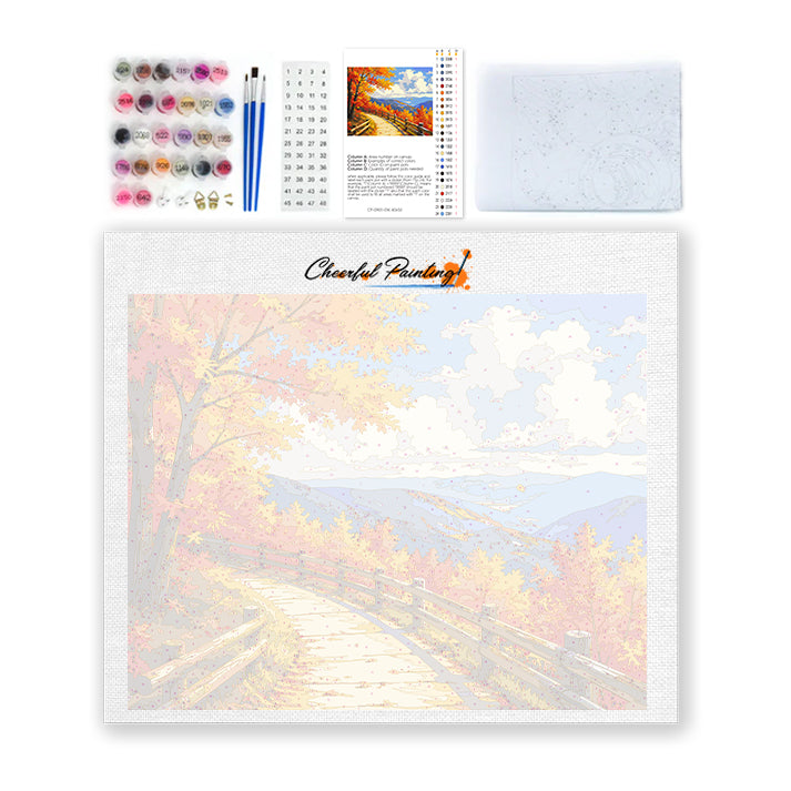 秋の山の遊歩道 – 数字で塗り絵