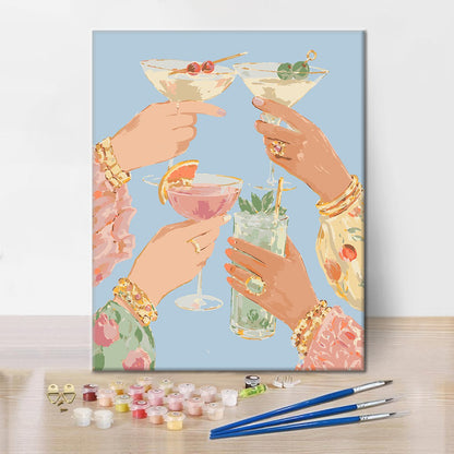 パステルカクテルの乾杯 – 数字で塗り絵