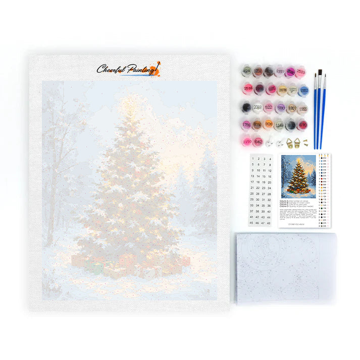雪の中のクリスマスツリー – 数字で塗り絵