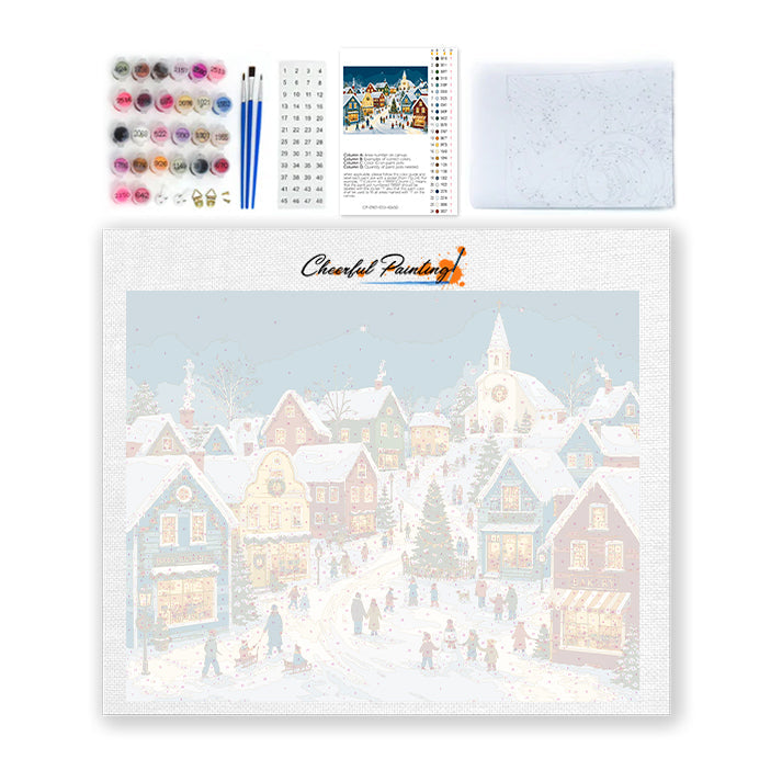 雪のクリスマス村 – 数字で塗り絵