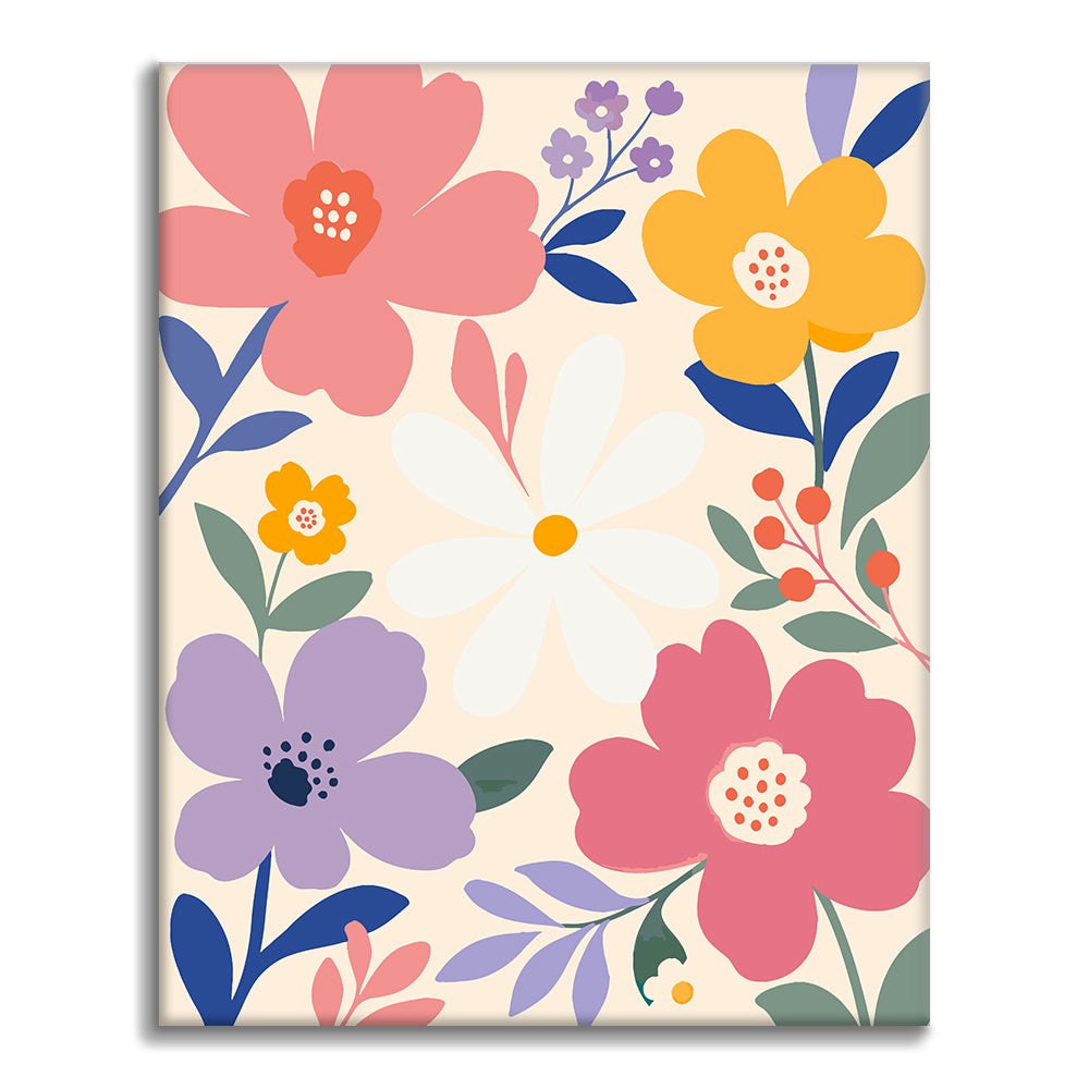 モダンなパステルの花 – 数字で塗り絵