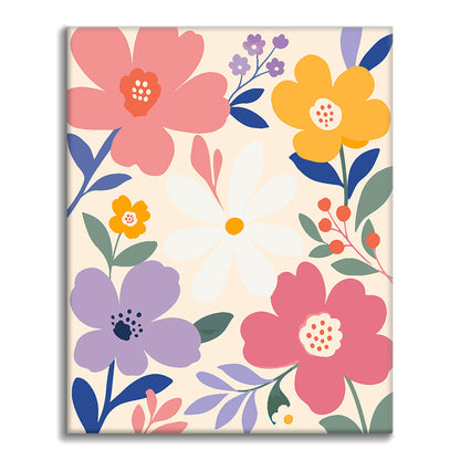 モダンなパステルの花 – 数字で塗り絵