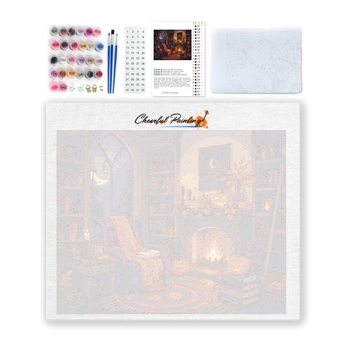 居心地のよいハロウィン図書館 – 数字で塗り絵