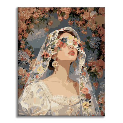 花のベールの花嫁 – 数字で塗り絵