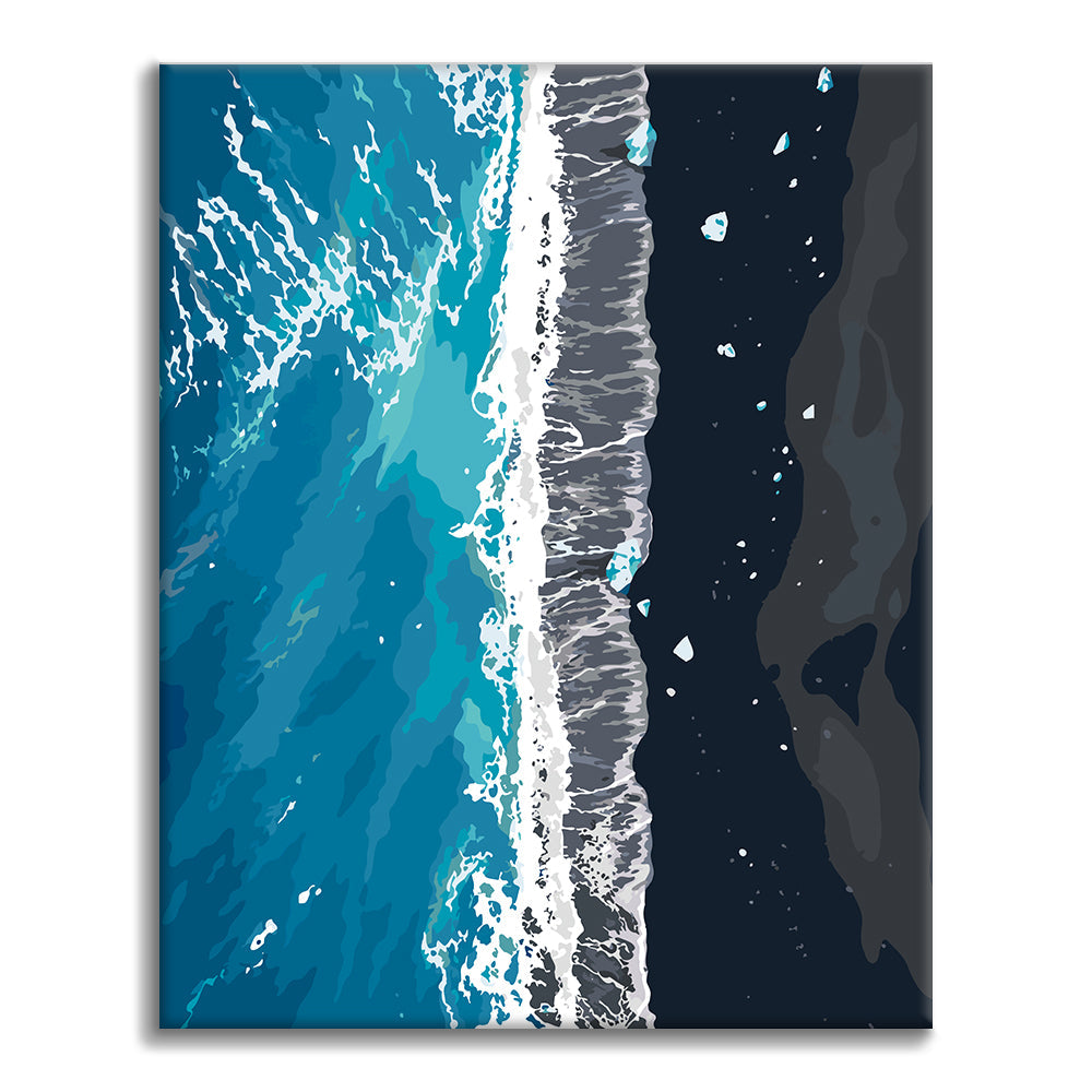 上空から見た海の海岸線 – 数字で塗り絵