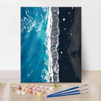 上空から見た海の海岸線 – 数字で塗り絵