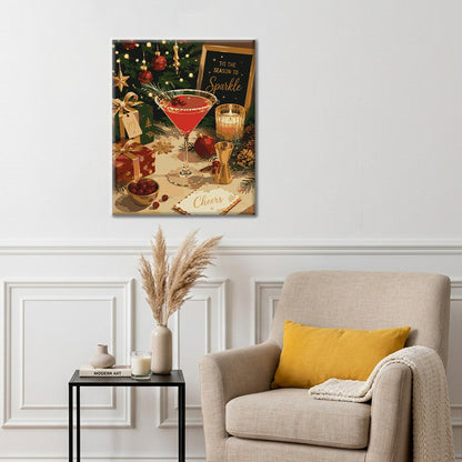 クリスマスカクテルの乾杯 – 数字で塗り絵