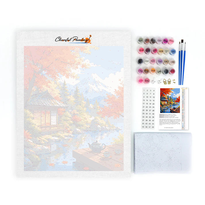 富士山と日本のパビリオン – 数字で塗り絵