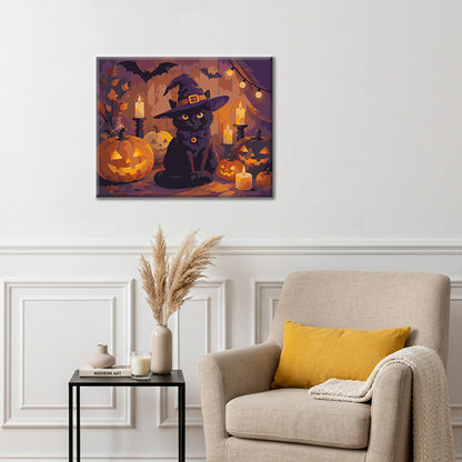 ハロウィンカボチャと黒猫 – 数字で塗り絵