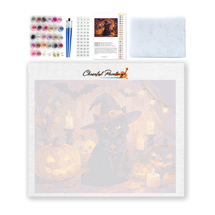 ハロウィンカボチャと黒猫 – 数字で塗り絵