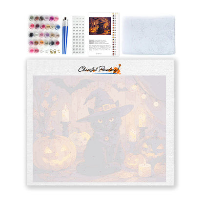 ハロウィンカボチャと黒猫 – 数字で塗り絵