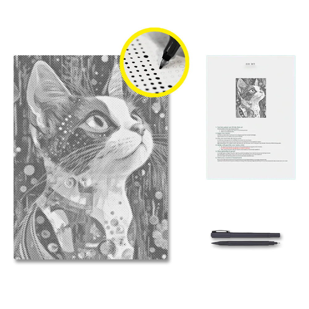 三毛猫 - 点描画