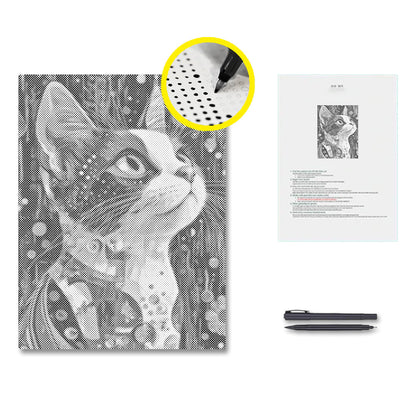 三毛猫 - 点描画