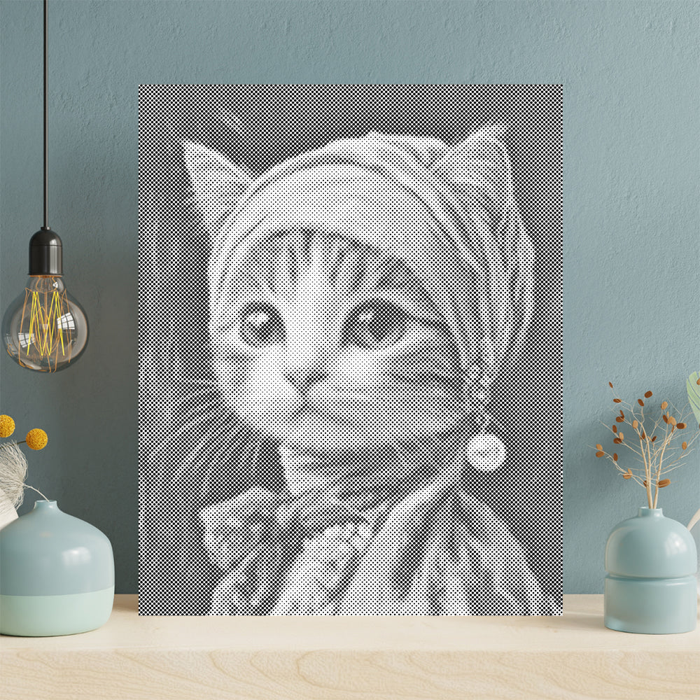 真珠の耳飾りの猫 - 点描画