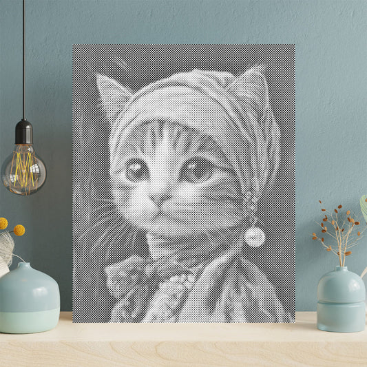 真珠の耳飾りの猫 - 点描画キット